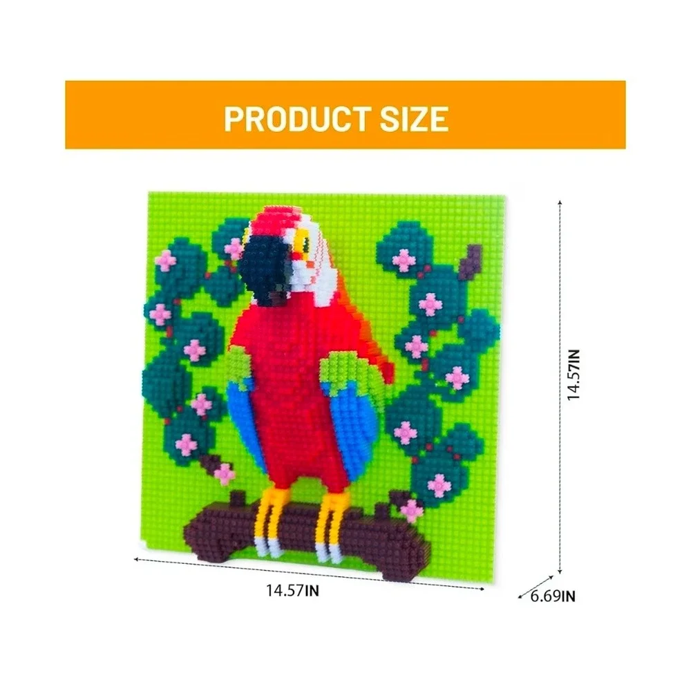 Parrot Building Set for Adults 3D Macaw Bird Model Kit 7442 Pieces Home Decor